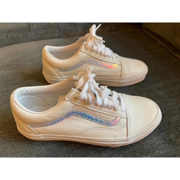 Vans Shoes - VANS Old Skool White Holo Sidestripe Unisex Shoes (Mens 7.5 & Womens 9) - EUC!